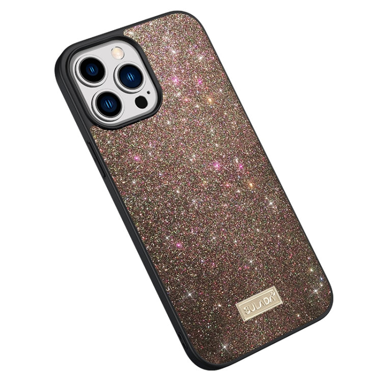 For iPhone 15 Pro SULADA Glittery PC Hybrid TPU Handmade Leather Phone Case(Colorful) by SULADA