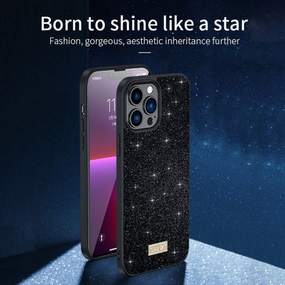 For iPhone 15 Pro Max SULADA Glittery PC Hybrid TPU Handmade Leather Phone Case(Colorful) by SULADA