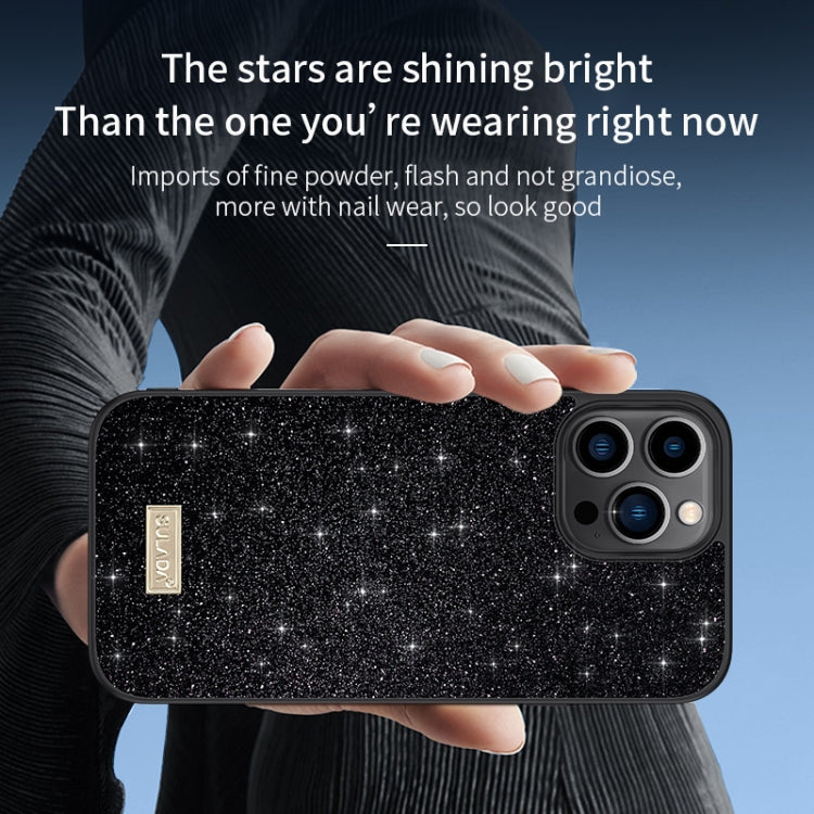 For iPhone 15 Pro Max SULADA Glittery PC Hybrid TPU Handmade Leather Phone Case(Gold) by SULADA