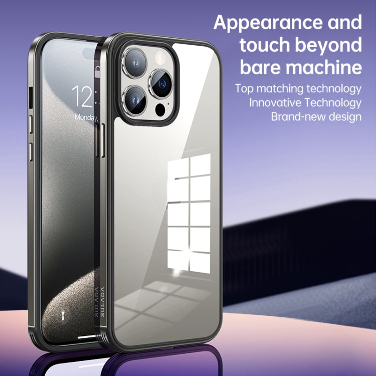 For iPhone 15 Pro Max SULADA Metal Frame + Nano Glass + TPU Phone Case(Dark Purple) by SULADA