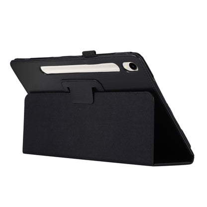For Samsung Galaxy Tab S9 Litchi Texture Leather Tablet Case with Holder(Black) by bashfashion