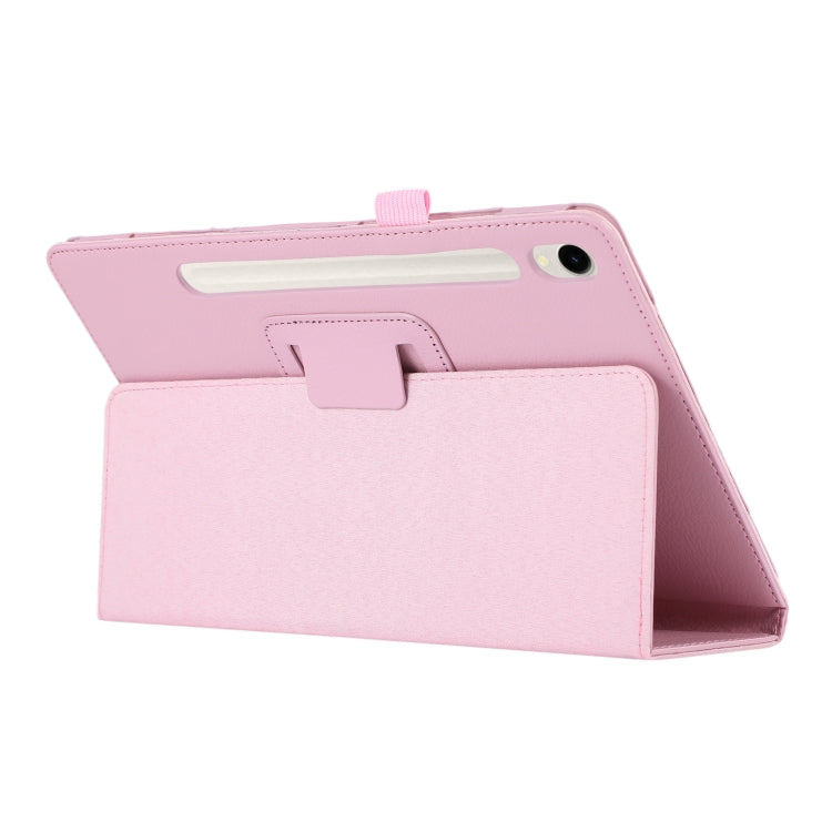 For Samsung Galaxy Tab S9 Litchi Texture Leather Tablet Case with Holder(Pink) by bashfashion