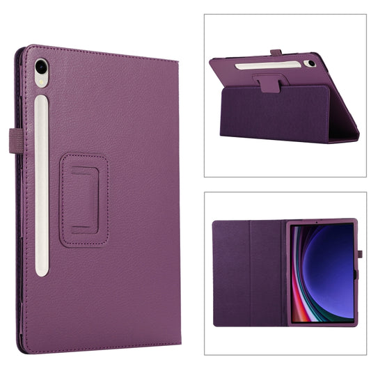 For Samsung Galaxy Tab S9 Litchi Texture Leather Tablet Case with Holder(Purple) by bashfashion