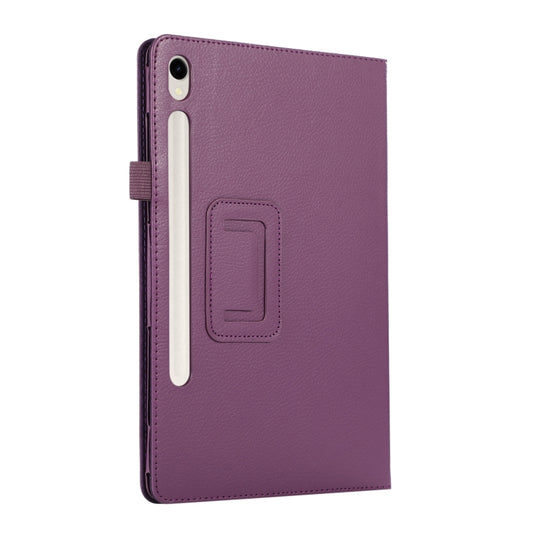 For Samsung Galaxy Tab S9 Litchi Texture Leather Tablet Case with Holder(Purple) by bashfashion