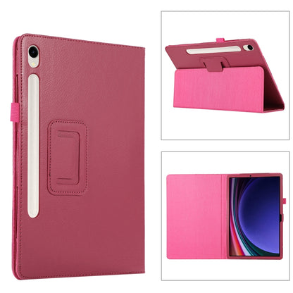 For Samsung Galaxy Tab S9 Litchi Texture Leather Tablet Case with Holder(Rose Red) by bashfashion