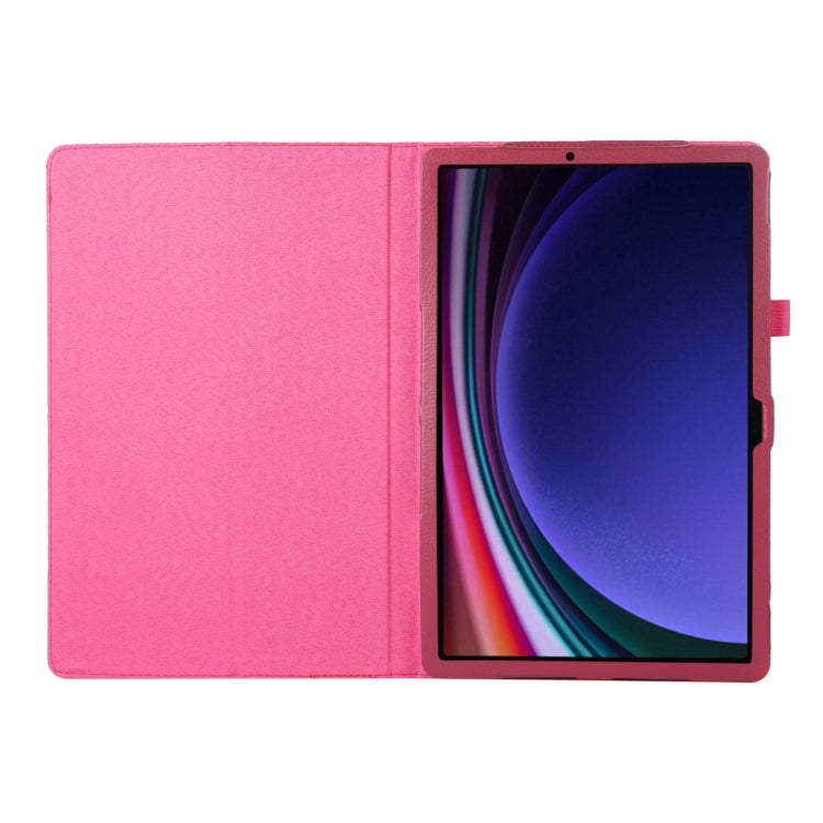 For Samsung Galaxy Tab S9 Litchi Texture Leather Tablet Case with Holder(Rose Red) by bashfashion