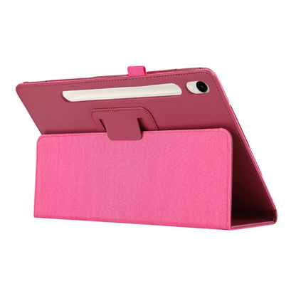 For Samsung Galaxy Tab S9 Litchi Texture Leather Tablet Case with Holder(Rose Red) by bashfashion