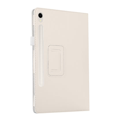 For Samsung Galaxy Tab S9 Litchi Texture Leather Tablet Case with Holder(White) by bashfashion