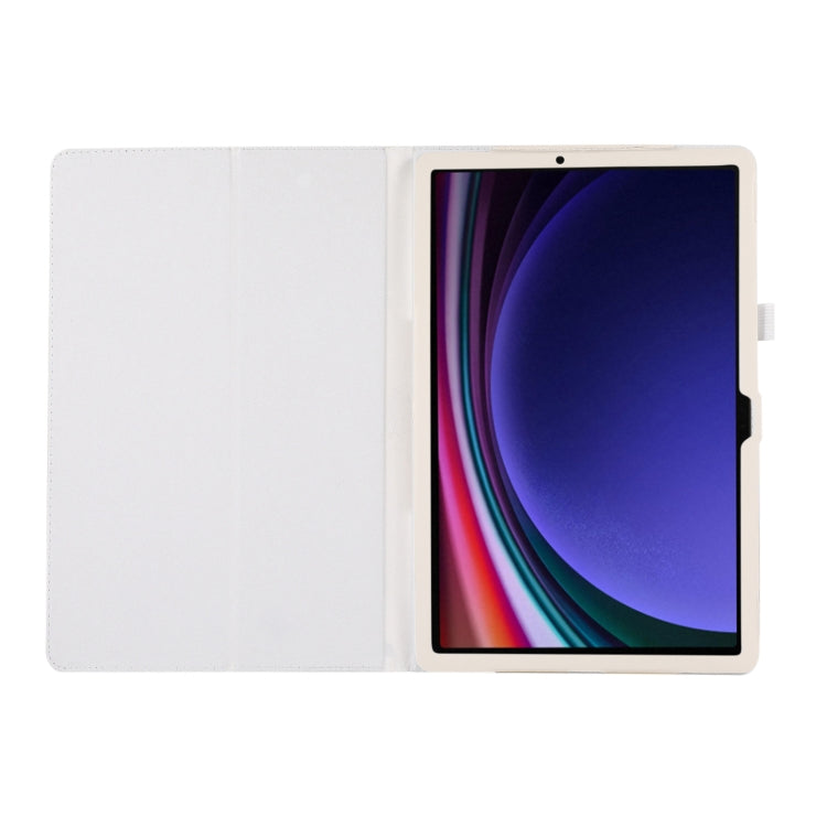 For Samsung Galaxy Tab S9 Litchi Texture Leather Tablet Case with Holder(White) by bashfashion