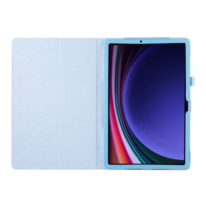 For Samsung Galaxy Tab S9 Litchi Texture Leather Tablet Case with Holder(Sky Blue) by bashfashion