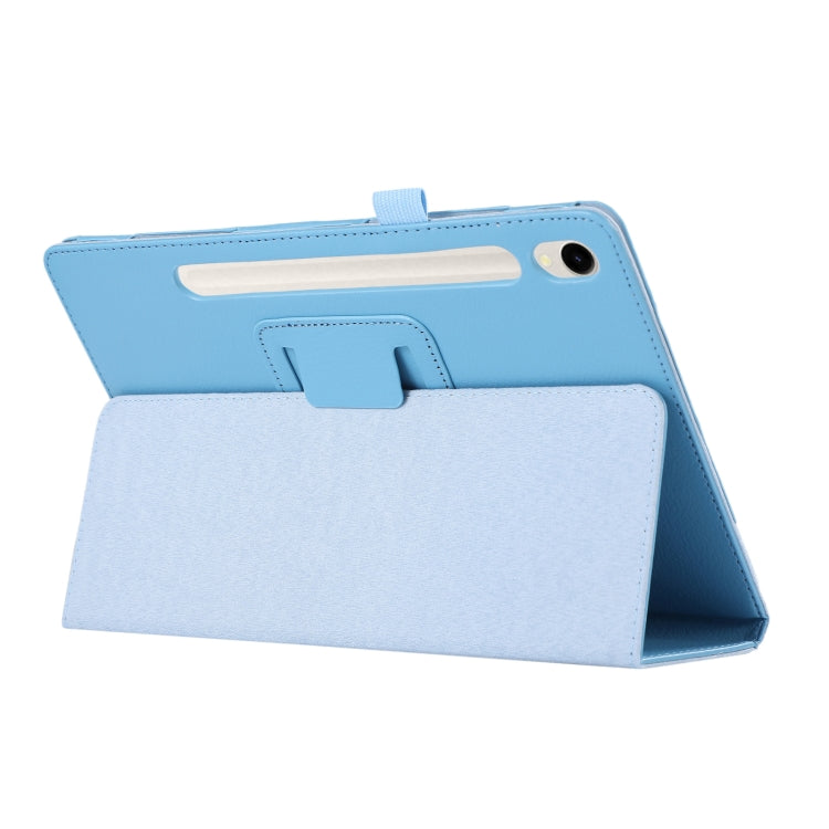 For Samsung Galaxy Tab S9 Litchi Texture Leather Tablet Case with Holder(Sky Blue) by bashfashion