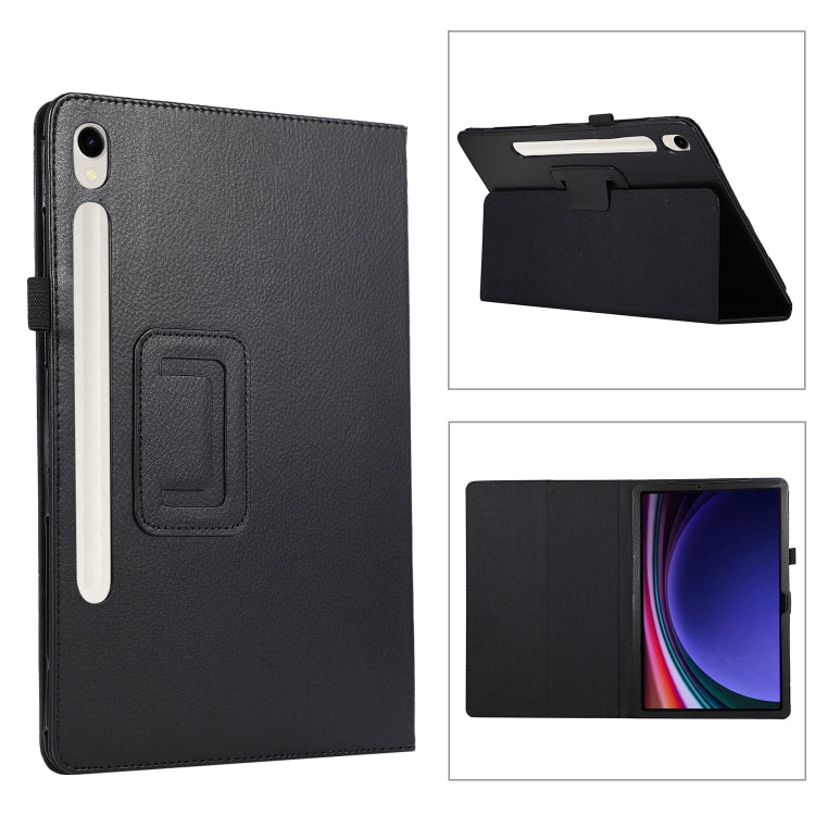 For Samsung Galaxy Tab S9+ / S10+ Litchi Texture Leather Tablet Case with Holder(Black) by bashfashion