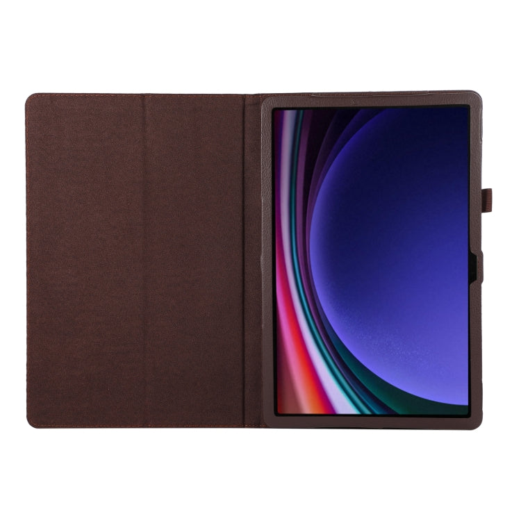 For Samsung Galaxy Tab S9+ / S10+ Litchi Texture Leather Tablet Case with Holder(Brown) by bashfashion