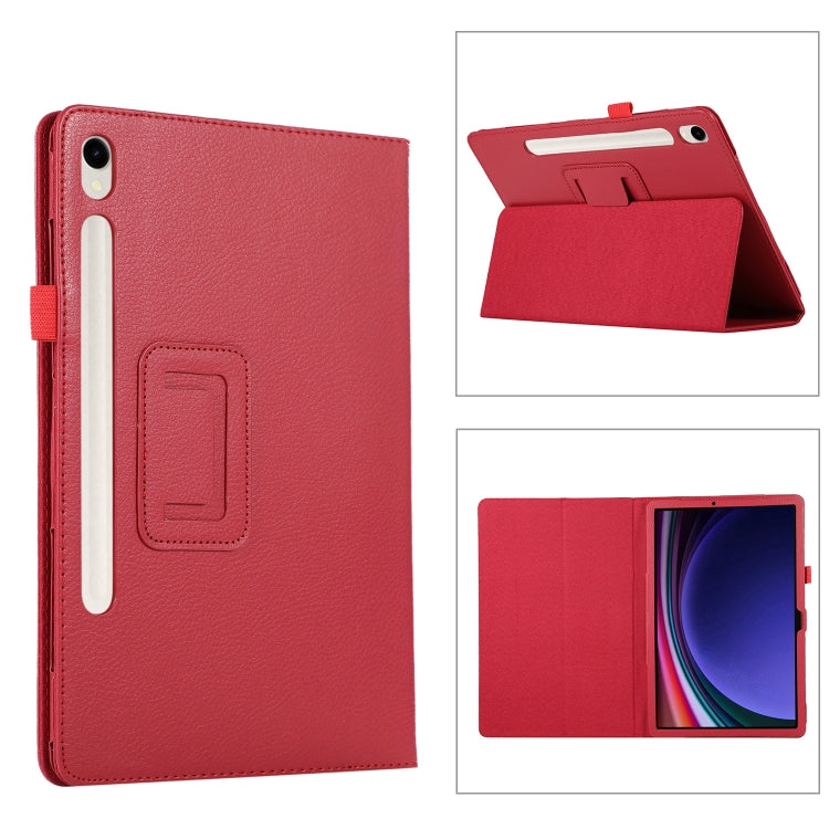 For Samsung Galaxy Tab S9+ / S10+ Litchi Texture Leather Tablet Case with Holder(Red) by bashfashion