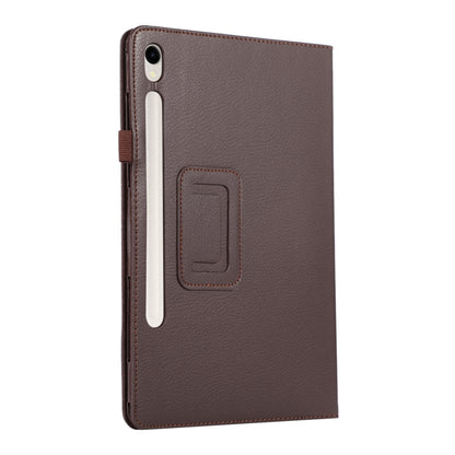 For Samsung Galaxy Tab S9 Ultra Litchi Texture Leather Tablet Case with Holder(Brown) by bashfashion