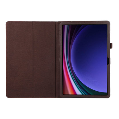 For Samsung Galaxy Tab S9 Ultra Litchi Texture Leather Tablet Case with Holder(Brown) by bashfashion