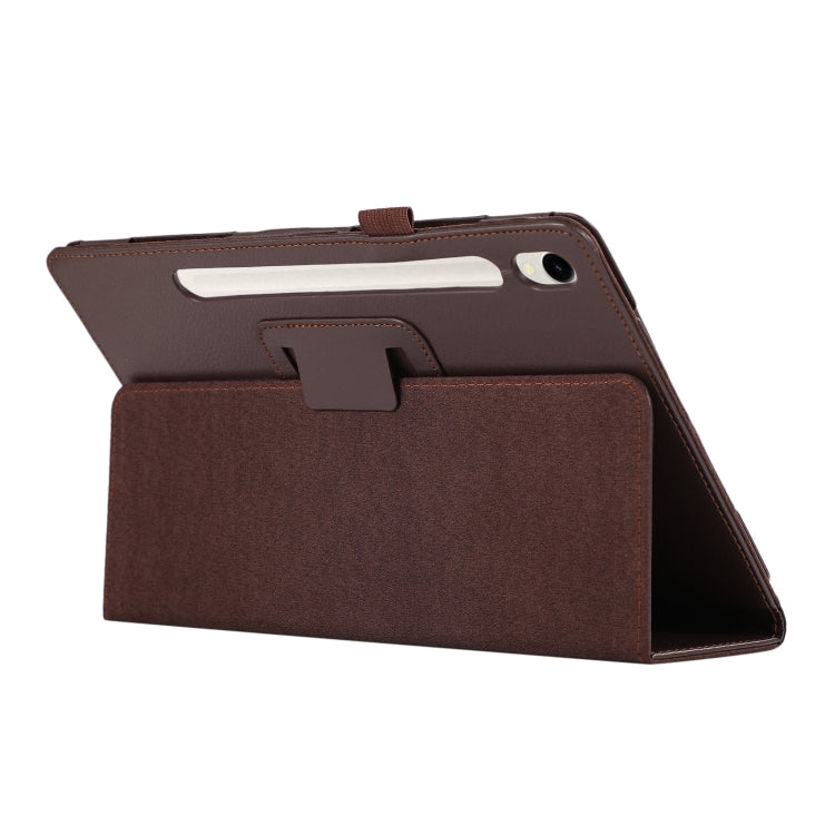 For Samsung Galaxy Tab S9 Ultra Litchi Texture Leather Tablet Case with Holder(Brown) by bashfashion