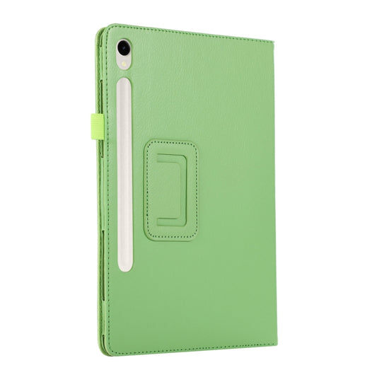 For Samsung Galaxy Tab S9 Ultra Litchi Texture Leather Tablet Case with Holder(Green) by bashfashion