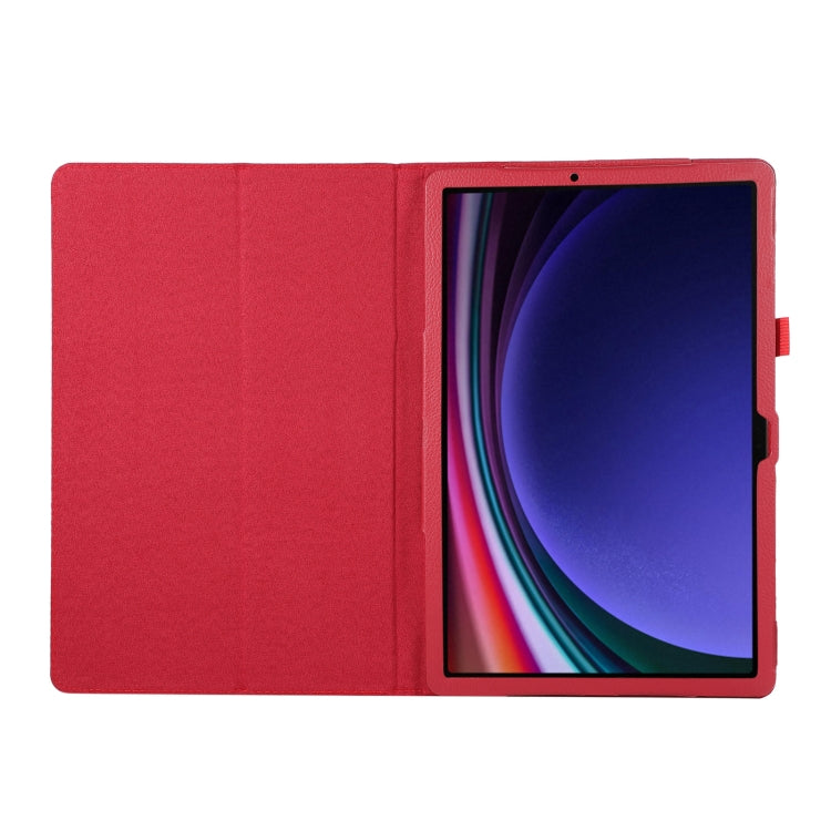 For Samsung Galaxy Tab S9 Ultra Litchi Texture Leather Tablet Case with Holder(Red) by bashfashion