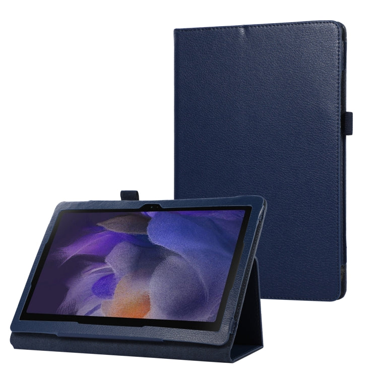 For Samsung Galaxy Tab A9+ Litchi Texture Leather Tablet Case with Holder(Dark Blue) by bashfashion