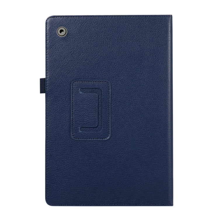 For Samsung Galaxy Tab A9+ Litchi Texture Leather Tablet Case with Holder(Dark Blue) by bashfashion
