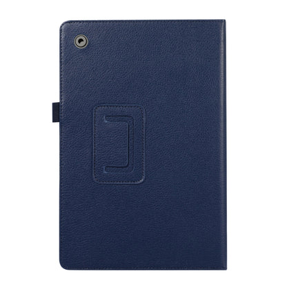 For Samsung Galaxy Tab A9+ Litchi Texture Leather Tablet Case with Holder(Dark Blue) by bashfashion
