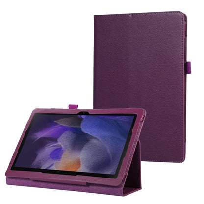 For Samsung Galaxy Tab A9+ Litchi Texture Leather Tablet Case with Holder(Purple) by bashfashion
