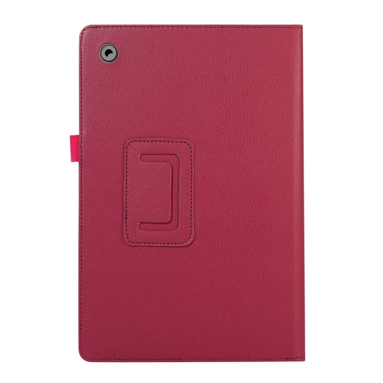 For Samsung Galaxy Tab A9+ Litchi Texture Leather Tablet Case with Holder(Rose Red) by bashfashion