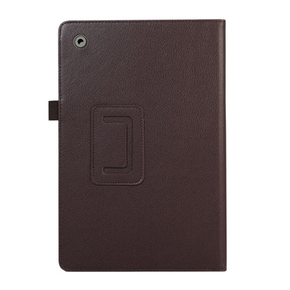 For Samsung Galaxy Tab A9+ Litchi Texture Leather Tablet Case with Holder(Brown) by bashfashion