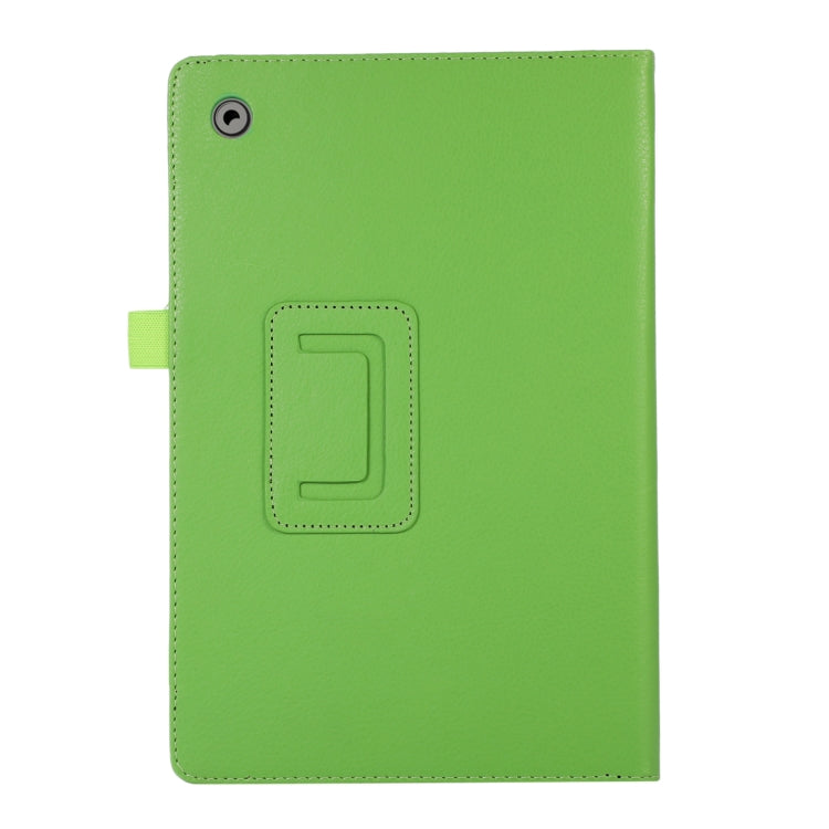 For Samsung Galaxy Tab A9+ Litchi Texture Leather Tablet Case with Holder(Green) by bashfashion