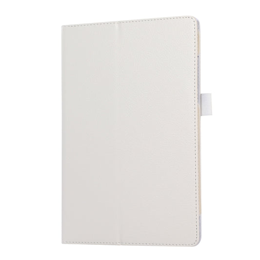 For Samsung Galaxy Tab A9+ Litchi Texture Leather Tablet Case with Holder(White) by bashfashion