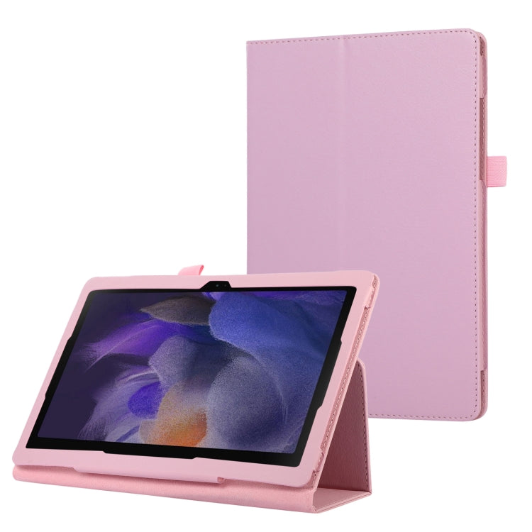 For Samsung Galaxy Tab A9 Litchi Texture Leather Tablet Case with Holder(Pink) by bashfashion