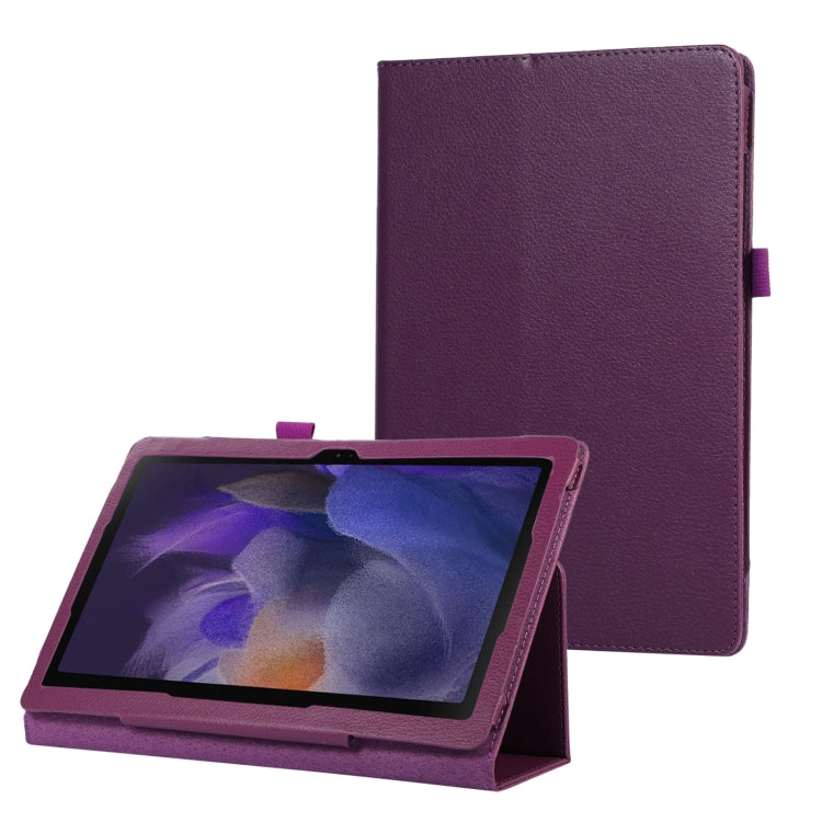 For Samsung Galaxy Tab A9 Litchi Texture Leather Tablet Case with Holder(Purple) by bashfashion