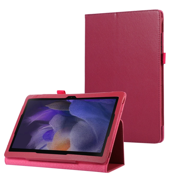 For Samsung Galaxy Tab A9 Litchi Texture Leather Tablet Case with Holder(Rose Red) by bashfashion