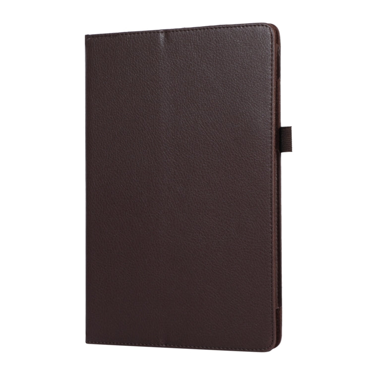 For Samsung Galaxy Tab A9 Litchi Texture Leather Tablet Case with Holder(Brown) by bashfashion