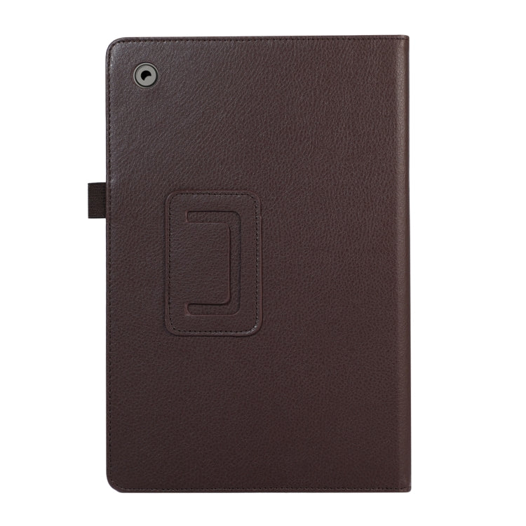 For Samsung Galaxy Tab A9 Litchi Texture Leather Tablet Case with Holder(Brown) by bashfashion