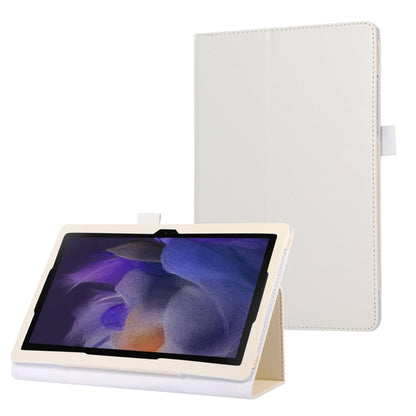 For Samsung Galaxy Tab A9 Litchi Texture Leather Tablet Case with Holder(White) by bashfashion