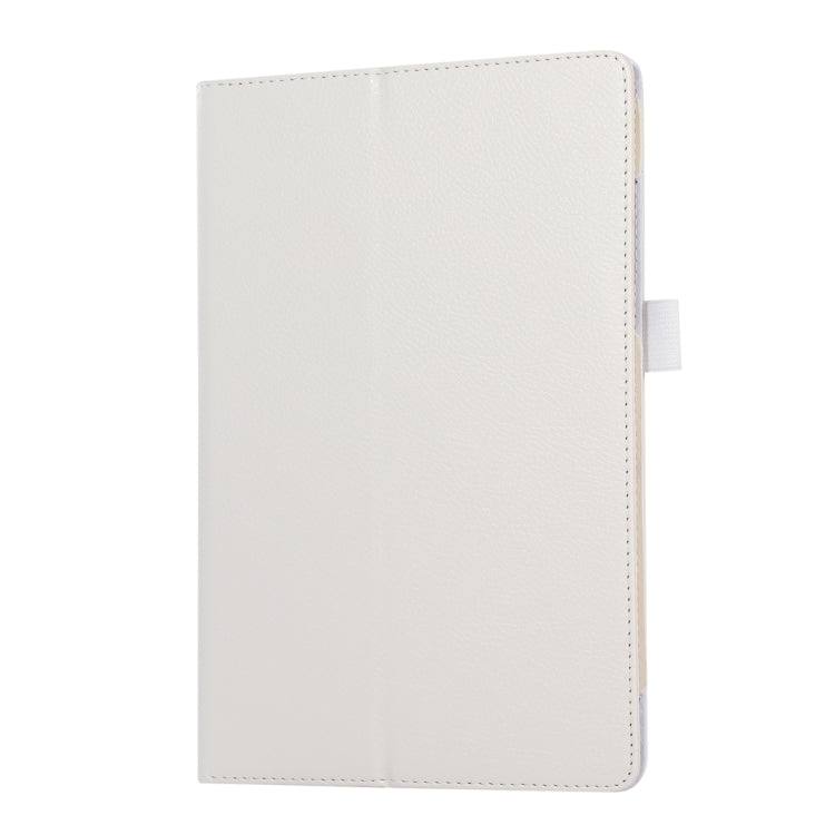 For Samsung Galaxy Tab A9 Litchi Texture Leather Tablet Case with Holder(White) by bashfashion