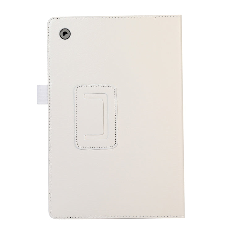 For Samsung Galaxy Tab A9 Litchi Texture Leather Tablet Case with Holder(White) by bashfashion