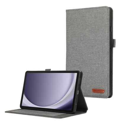 For Samsung Galaxy Tab A9 Fabric Texture Horizontal Flip Leather Tablet Case(Grey) by bashfashion