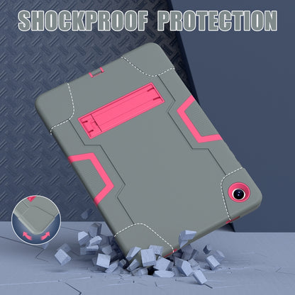 For Samsung Galaxy Tab A9+ Contrast Color Silicone PC Tablet Case with Holder(Grey + Rose Red) by bashfashion