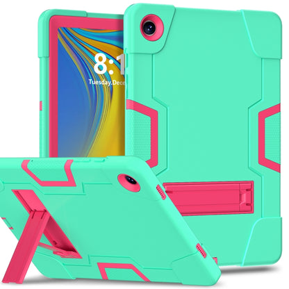 For Samsung Galaxy Tab A9+ Contrast Color Silicone PC Tablet Case with Holder(Mint Green + Rose Red) by bashfashion