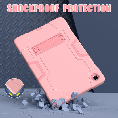For Samsung Galaxy Tab A9+ Contrast Color Silicone PC Tablet Case with Holder(Rose Gold) by bashfashion