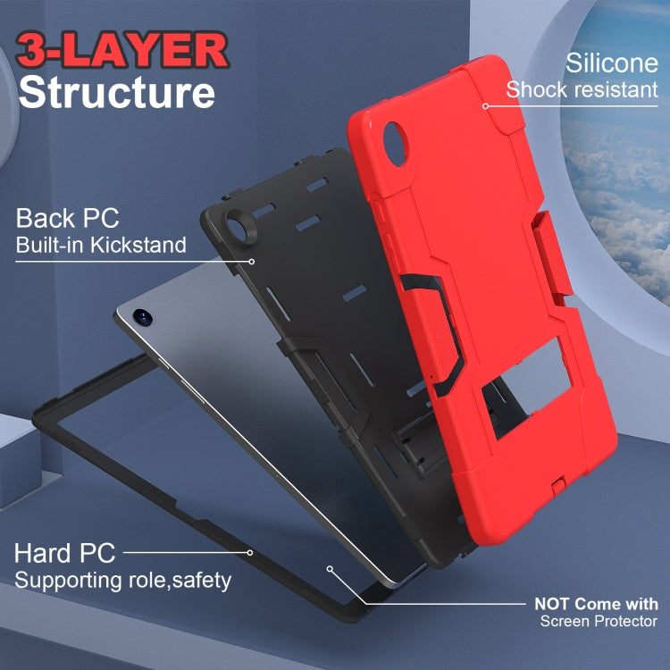 For Samsung Galaxy Tab A9+ Contrast Color Silicone PC Tablet Case with Holder(Red + Black) by bashfashion