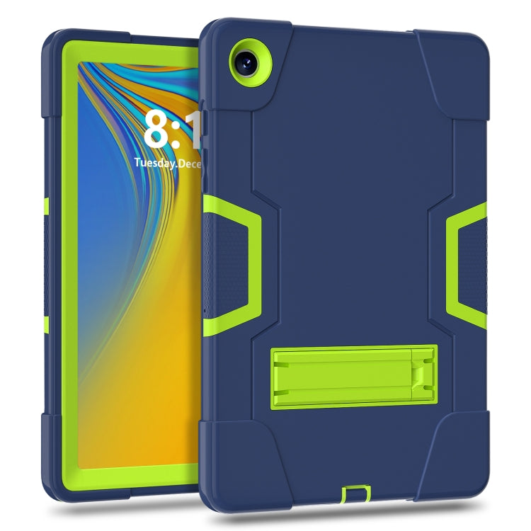For Samsung Galaxy Tab A9+ Contrast Color Silicone PC Tablet Case with Holder(Navy Blue + Green) by bashfashion