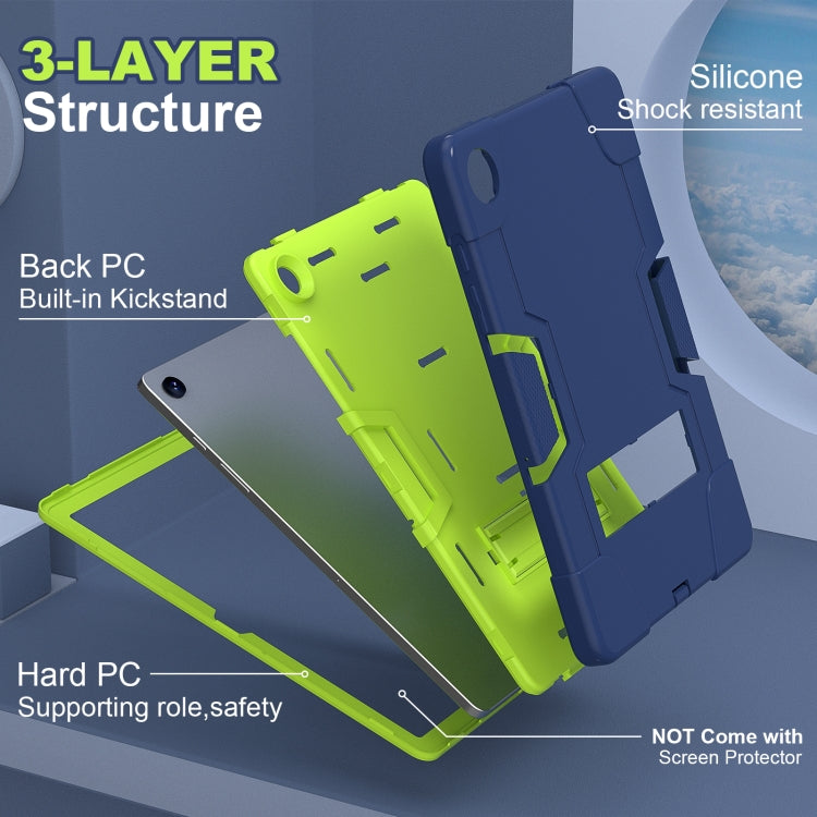 For Samsung Galaxy Tab A9+ Contrast Color Silicone PC Tablet Case with Holder(Navy Blue + Green) by bashfashion