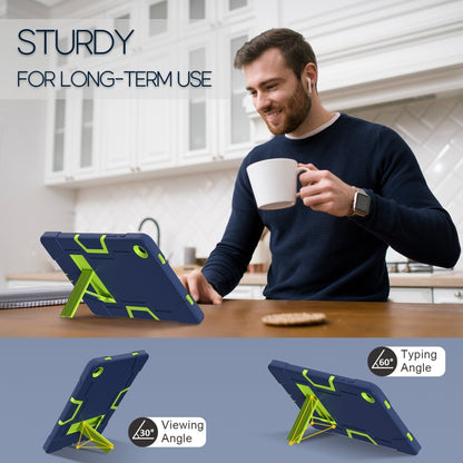 For Samsung Galaxy Tab A9+ Contrast Color Silicone PC Tablet Case with Holder(Navy Blue + Green) by bashfashion