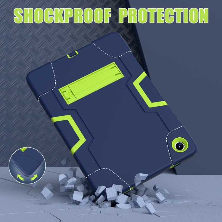 For Samsung Galaxy Tab A9+ Contrast Color Silicone PC Tablet Case with Holder(Navy Blue + Green) by bashfashion