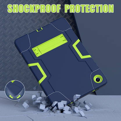 For Samsung Galaxy Tab A9+ Contrast Color Silicone PC Tablet Case with Holder(Navy Blue + Green) by bashfashion