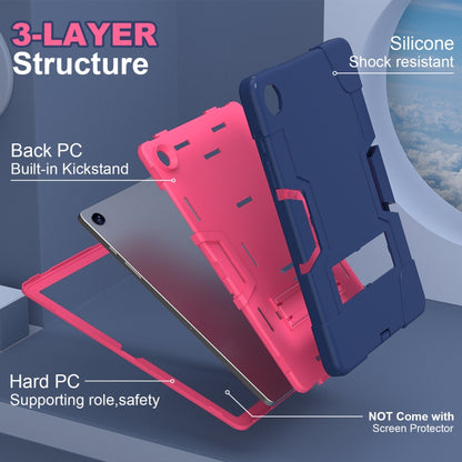 For Samsung Galaxy Tab A9+ Contrast Color Silicone PC Tablet Case with Holder(Navy Blue + Rose Red) by bashfashion